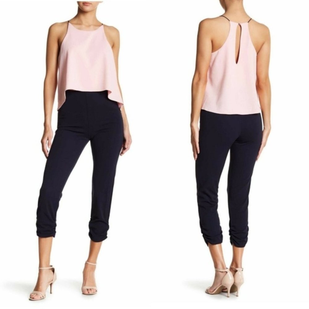 Love...Ady Halter Popover Jumpsuit Blush/Navy